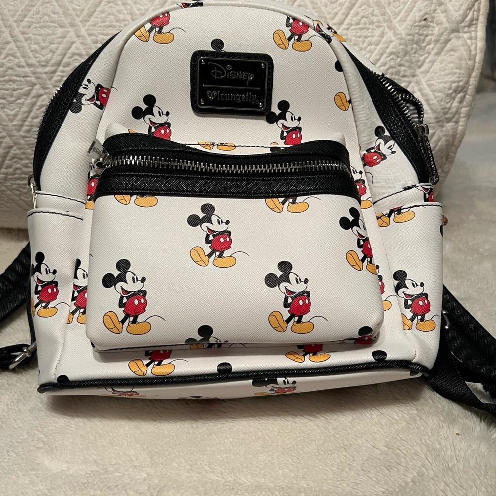 Disney Loungefly Mickey Mouse White and Black Backpack